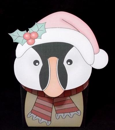 3D Christmas Little Puffin Minnow Milk Carton Gift or Treat Box by Suzi Cooper