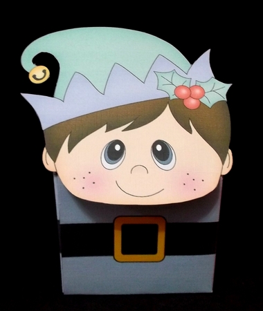3D Christmas Little Boy Elf Milk Carton Gift or Treat Box by Suzi Cooper