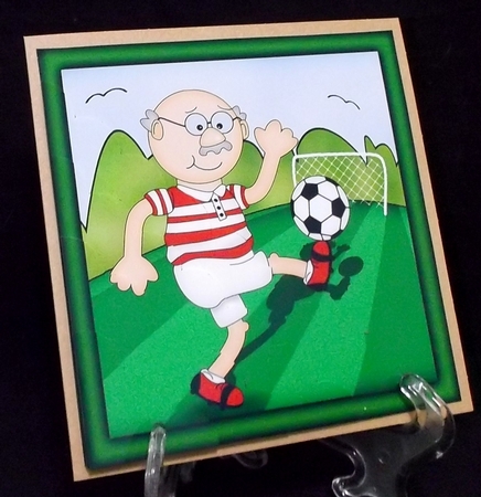 Old Man Bert plays Football Scalloped Corner Stacker by Suzi Cooper