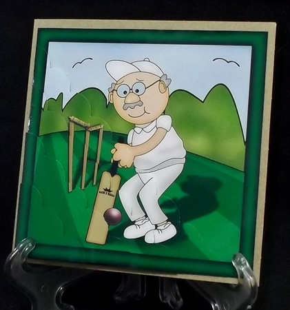 Old Man Bert plays Cricket Scalloped Corner Stacker by Suzi Cooper