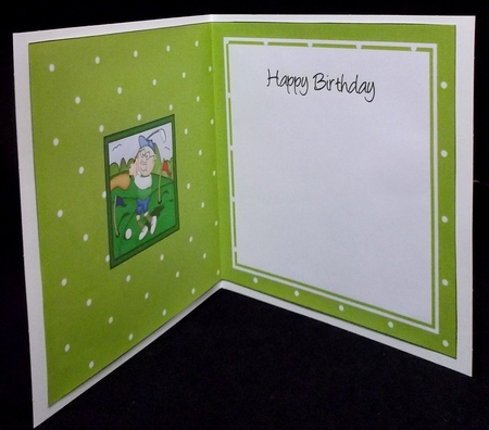 Old Man Bert plays Golf square landscape insert by Suzi Cooper