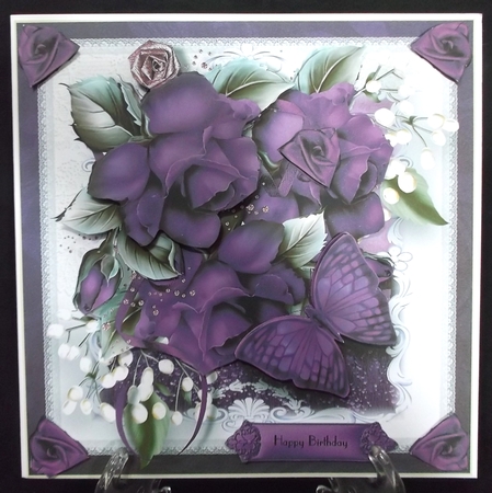 Purple Roses For My Love Card Front Kit by Suzi Cooper