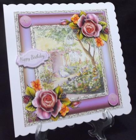 Beautiful Lilac Painting With Roses 8x8 by Suzi Cooper