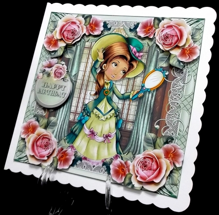 Elegant Fashion Ladies, Emerald Pink Roses Mini Kit by Suzi Cooper