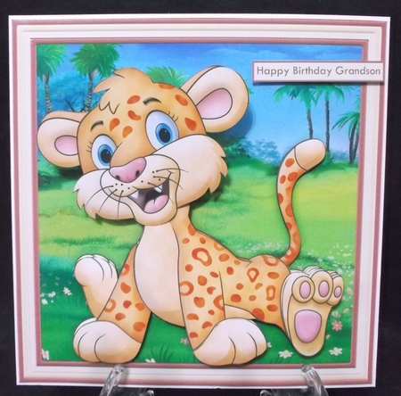 DONT HAVE AGE SPOTS LEOPARD WOBBLY HEAD CARD Decoupage & Insert Mini Kit by Suzi Cooper