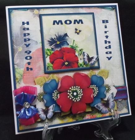 Vintage Grunge Card Kit  Flowers and Laces red blue white 1149 by Suzi Cooper