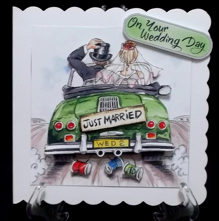 Wedding Decoupage - Just Married Couple by Suzi Cooper