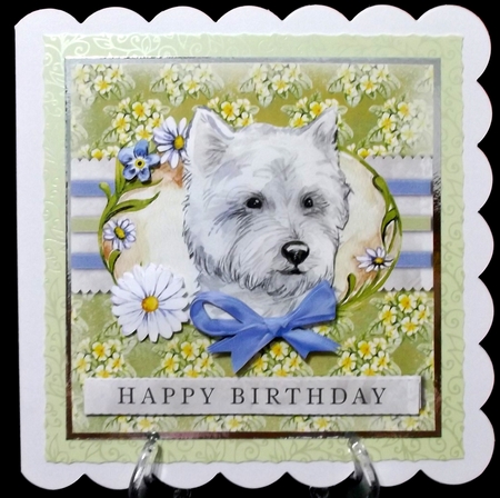 Cairn Terrier 6 x 6 card topper with decoupage by Suzi Cooper