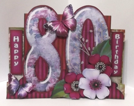 Vintage 80th Birthday Stepper Card Kit 1214 by Suzi Cooper