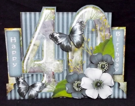 Vintage 40th Birthday Stepper Card Kit 1218 by Suzi Cooper