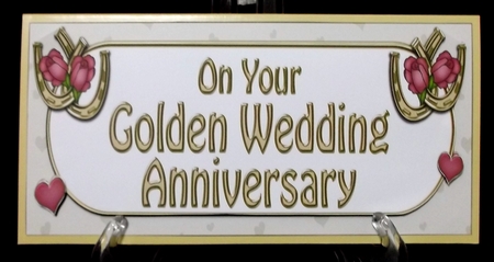 Large DL On Your Golden Wedding Anniversary 3D decoupage by Suzi Cooper