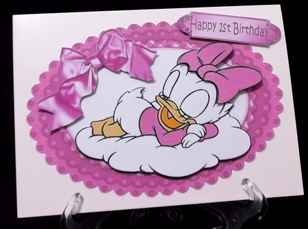 sweet dreams little duck in pink on a cloud with bow A5 by Suzi Cooper