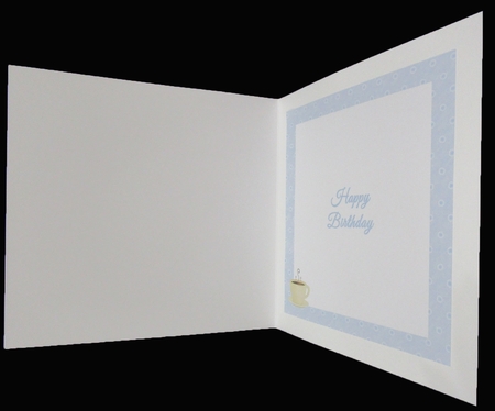 8X8 INSERT FOR BIRTHDAY - BLUE BORDER WITH COFFEE CUP by Suzi Cooper