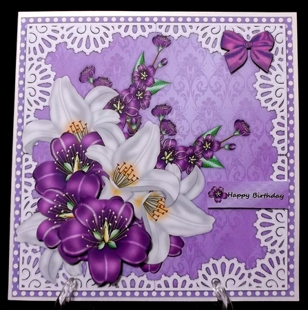 Flowers & Lilies In Lace Frame Quick card by Suzi Cooper