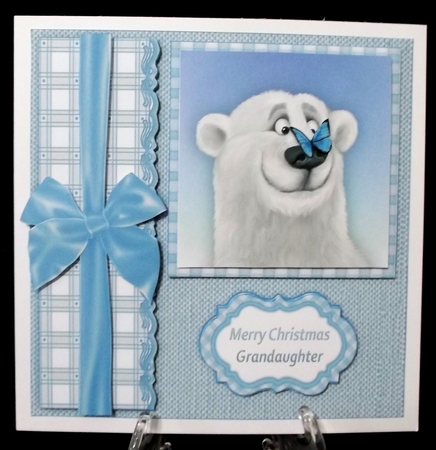 Polar Bear & Butterfly - 7.5 Inch Square Card Kit For Birthdays & Xmas Cards by Suzi Cooper