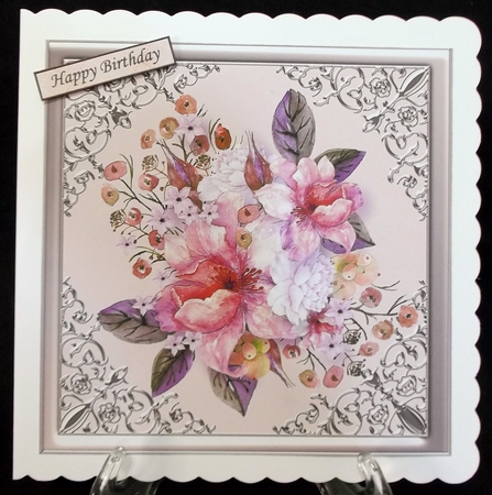 Pink Floral Card Topper by Suzi Cooper