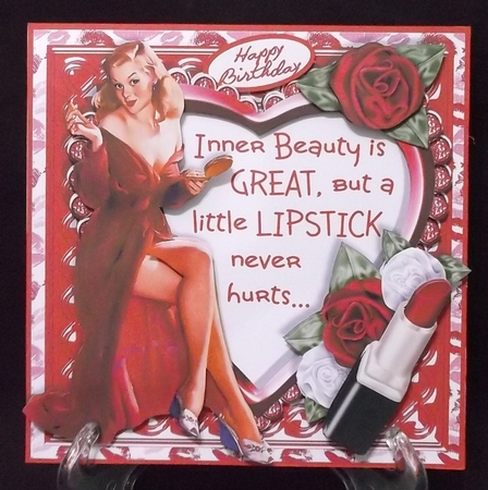 SASSY GALS - 7x7 Card Front Mini-Kit  - A LITTLE LIPSTICK by Suzi Cooper