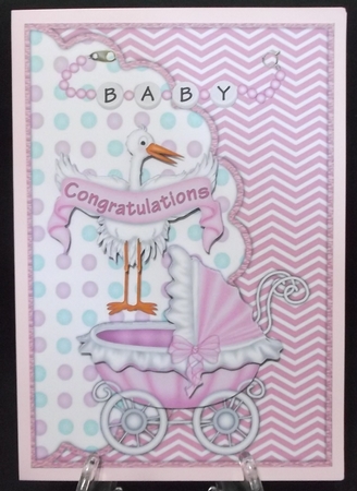 Envelop Card  congratulations new baby Girl by Suzi Cooper