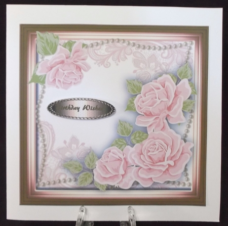 Shabby Pink Roses in a Shaped Pearl Frame  by Suzi Cooper