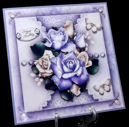 Violet Roses Bouquet with Lace Mini Kit by Suzi Cooper