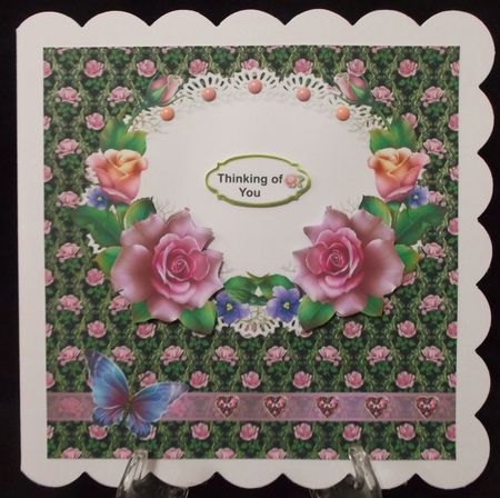 Pink Roses on Lace by Suzi Cooper