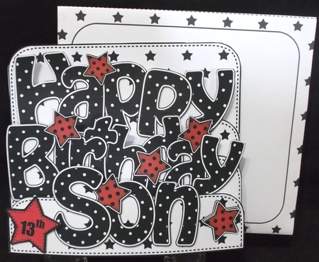 3D Happy Birthday SON Stars with Ages 5 to 13 Pop Out Word Card by Suzi Cooper