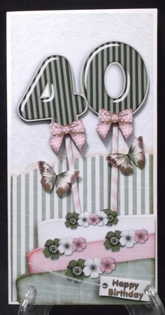 Vintage DL 40th Birthday Topper Cardkit 1294 by Suzi Cooper