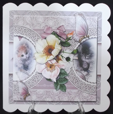 Cats and roses pink by Suzi Cooper