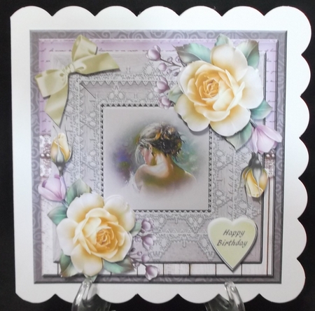 Vintage lady and yellow roses by Suzi Cooper