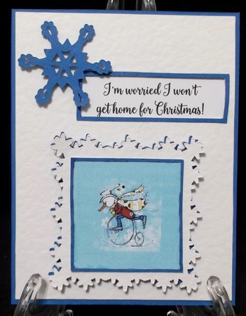 Sassy Cheryl - Folded Card - Bicycle Snowman In a Snowstorm by Suzi Cooper