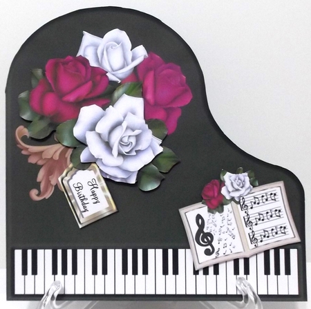 Baby Grand Piano - Black 7 - Beautiful Roses by Suzi Cooper