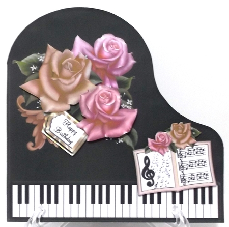 Baby Grand Piano - Black 8 - Edwardian Roses by Suzi Cooper