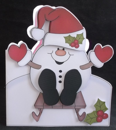 3D Shaped Christmas Card Kit  - Snowball Sam is going Sledging by Suzi Cooper