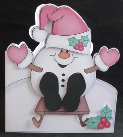 3D Shaped Christmas Card Kit  - Snowball Sam is going Sledging by Suzi Cooper