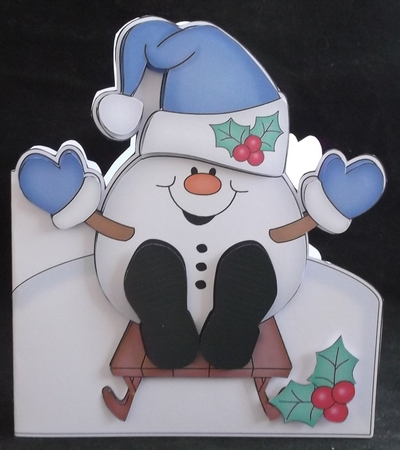 3D Shaped Christmas Card Kit  - Snowball Sam is going Sledging by Suzi Cooper