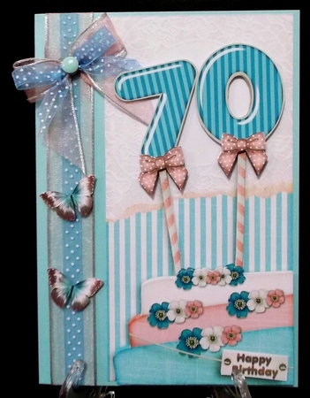 Vintage DL 70th Purple Birthday  Topper Cardkit 1294 by Suzi Cooper