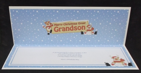 large DL Merry Christmas GREAT GRANDSON with Rudolph insert by Suzi Cooper