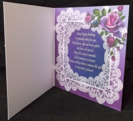 Lace Floral Card Fronts or Inserts Birthday by Suzi Cooper