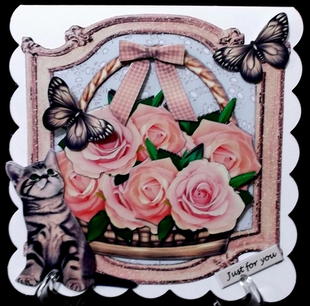 Basket Peach Roses by Suzi Cooper