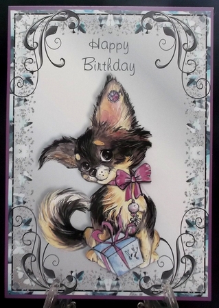 Watercolour Chihuahua Card Front Birthday by Suzi Cooper