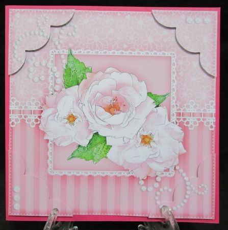 8 x 8 A Touch of Elegance Roses Pearls and Lace Scalloped Corner Topper   by Suzi Cooper