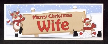 large DL Merry Christmas WIFE with Rudolph 3D decoupage by Suzi Cooper