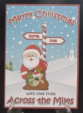 5 x 7 Quick Cut and Fold Card - Merry Christmas Across the Miles with Santa by Suzi Cooper
