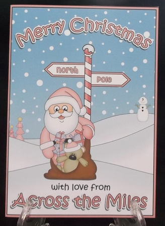 5 x 7 Quick Cut and Fold Card - Merry Christmas Across the Miles with Santa by Suzi Cooper