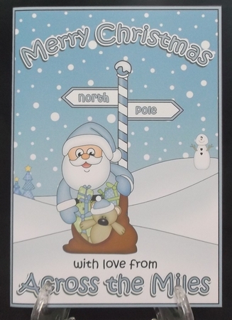 5 x 7 Quick Cut and Fold Card - Merry Christmas Across the Miles with Santa by Suzi Cooper