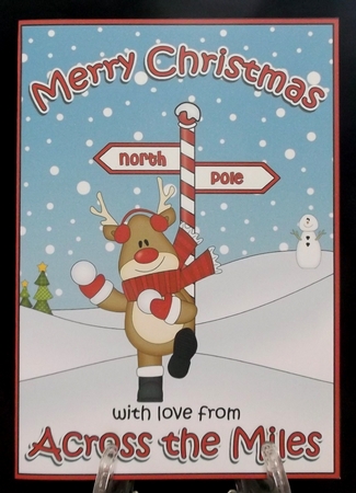 5 x 7 Quick Cut and Fold Card - Merry Christmas Across the Miles with Rudolph by Suzi Cooper