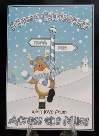 5 x 7 Quick Cut and Fold Card - Merry Christmas Across the Miles with Rudolph by Suzi Cooper
