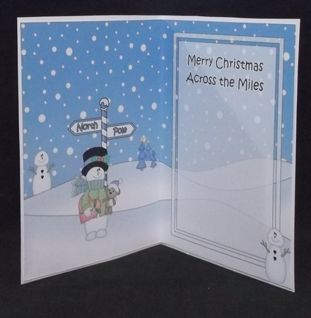 5 x 7 matching insert - Merry Christmas Across the Miles with Snowman Rio by Suzi Cooper