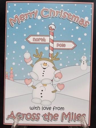 5 x 7 Quick Cut and Fold Card - Merry Christmas Across the Miles with Snowball Sam by Suzi Cooper