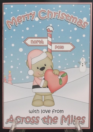 5 x 7 Quick Cut and Fold Card - Merry Christmas Across the Miles with Livvy Bear by Suzi Cooper